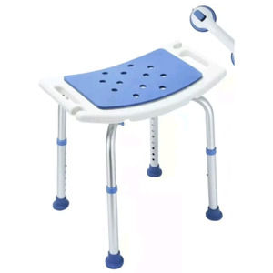 NEW HEALTH LINE Eva Padded Shower Stool w/Suction Grab Bar White/Blue